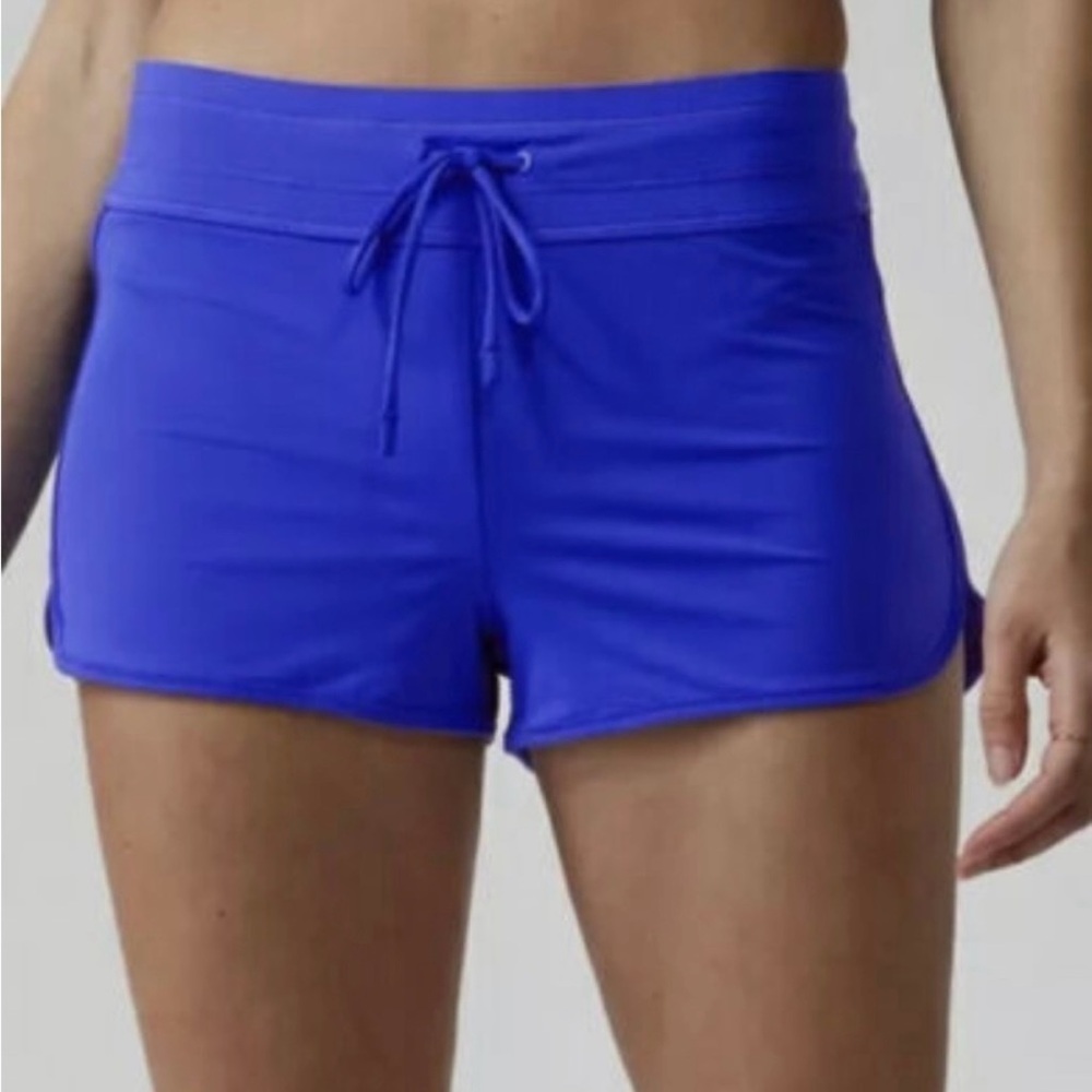 ATHLETA Women's Surge Swim Shorts Size Medium Royal Blue w/ Brief Drawstring - Picture 1 of 12